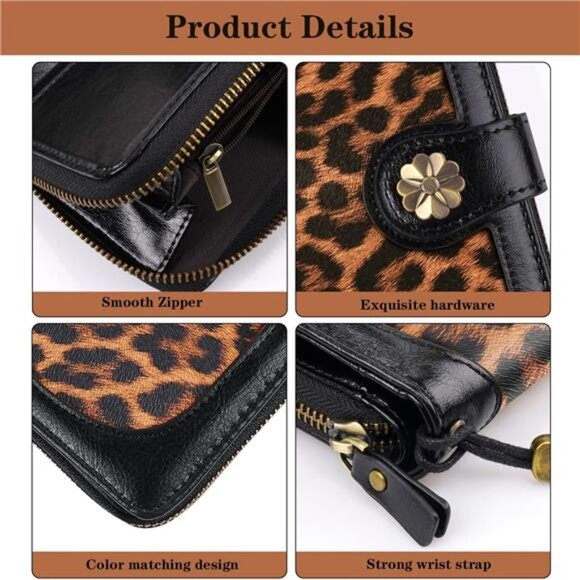 Wallets Multi Card Holder Clutch Leopard - Picture 6 of 7